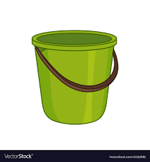 Plastic empty green bucket cartoon style Vector Image