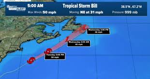 Bill is moving toward the northeast near 23 mph (37 km/h), and this general motion is expected through wednesday with increasing forward speed. Tropical Storm Bill Moves Away From Us System In Gulf Could Become Claudette