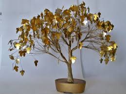 Gold Vintage Wire Tree Sculpture Art Mid Century Twisted Wire Wire Tree Sculpture Tree Sculpture Wire Tree