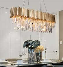 Phube Lighting Modern Crystal Chandelier Luxury Oval Gold Hanging Light Fixtures Dining Room Suspension Led Lustres Shawn Penoyer Interiors Modern Crystal Chandelier Dining Room Chandelier Dining Room Light Fixtures