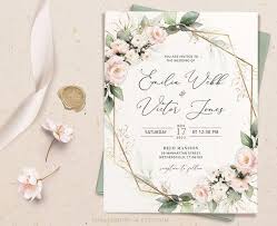 Blush Floral Wedding Invitation Template Blush Wedding Invite Etsy Wedding Invitation Templates Floral Wedding Invitations Blush Wedding Invitations