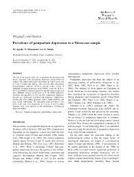 We conclude that the arabic version of the epds is a reliable and valid screening tool for depression in postpartum women. Pdf Prevalence Of Postpartum Depression In A Moroccan Sample M Agoub And Omar Battas Academia Edu