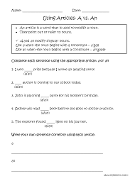 A Vs An Articles Worksheets Articles Worksheet Worksheets Singular Nouns