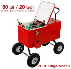Two sided access lids with handles in sleek design, easy opening and closing. Clevr 80 Quart Red Rolling Cooler Wagon Ice Chest Coolers And Ice Chests By Crosslinks Houzz