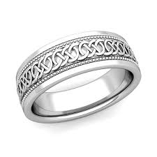 Mens Celtic Knot Wedding Band In Platinum Milgrain Comfort Fit Ring Unique Mens Rings Wedding Ring Bands Gents Wedding Rings
