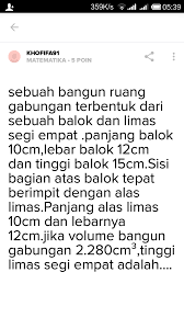 Maybe you would like to learn more about one of these? Sebuah Bangun Ruang Gabungan Terbentuk Dari Sebuah Balok Dan Limas Segi Empat Panjang Balok Brainly Co Id