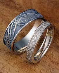 Tree Of Life Wedding Band Set In Natural White Gold Cool Wedding Rings Wedding Ring Trio Sets Wedding Rings Unique