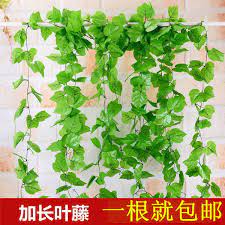 假綠植葡萄葉花藤假花藤蔓葉子藤條塑料絹花裝飾花壁掛爬山虎懸吊式天花板 herbs