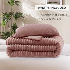 Amazon.com: Geniospin Luxury Fluffy Twin Comforter Set-2 Pieces, Dusty Pink  Comforter Twin Size All Seasons, Faux Fur Bedding Set, Plush Fuzzy ...