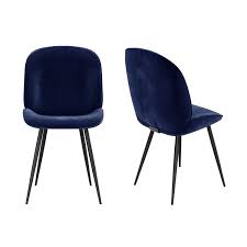 It's not just their smart good looks, or that they're versatile enough to suit any table they're tuck into family feasts or linger over drinks with friends, at this pair of delectable dining chairs. Set Of 2 Navy Blue Velvet Dining Chairs With Black Legs Jenna Buyitdirect Ie