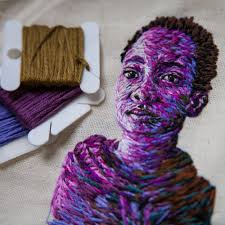 Miniature embroidered portraits by Danielle Clough