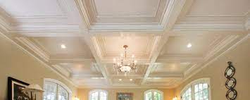 A very popular ceiling enhancement is including exposed wood beams or even faux wood beams. Custom Coffered Ceiling Systems Pre Fab Faux Wood Box Beam Ceiling