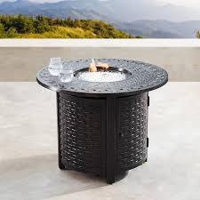 Cozy up on a chilly night around an outdoor fire pit. Oakland Living Propane Fire Table 34 In W 25000 Btu Black Portable Tabletop Aluminum Propane Gas Fire Table In The Gas Fire Pits Department At Lowes Com