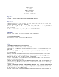 receptionist resume objective free