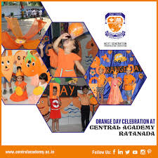 Orange Day Celebration At Central Academy School In Jodhpur Ratanada India School Play School Activities Pre Primary School