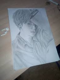 Can you draw me as a simpson? Bts V Kim Taehyung Portrait Drawing 17 12 17 By Secretdrawer Zeynep On Deviantart