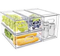 Amazon.com: MANO Fridge Drawer Pull Out Stackable Bins with ...