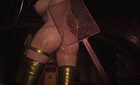 Resident Evil Village Lady Dimitrescu - FETISH Gold Pvc Leather - Cum all  over my Body - Spanking