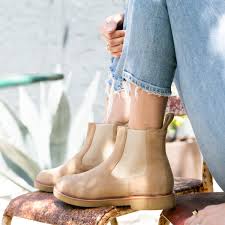 These boots are crafted from soft navy suede and feature elasticated panels. Hobes Women S Chelsea Boot Sand