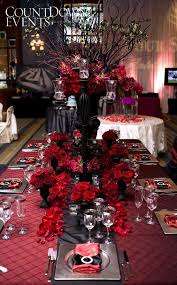 Stunning Contemporary Red And Black Table Setting Red Wedding Wedding Table Wedding Decorations