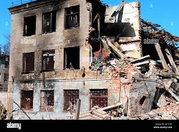 Destroyed and burnt out civilian building after rocket attack of Russian  plane in Ukrainian city Dnipro. Russia war in Ukraine, shelling,  destruction Stock Photo - Alamy