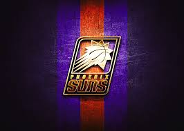 Nba (national basketball association) franchise. Phoenix Suns Golden Logo Nba Violet Metal Bac Digital Art By Yoyo Di