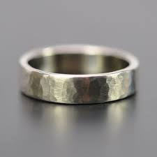 Simple Men S Hammered Wedding Bands White Gold Rings Mens White Gold Rings Hammered Wedding Bands