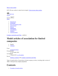 File your company's confirmation statement / annual. Model Articles Of Association For Limited Companies