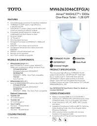 Toto 10 unifit rough in installation kit for toto toilets. Mw6263046cefg Toto Pdf Catalogs Documentation Brochures