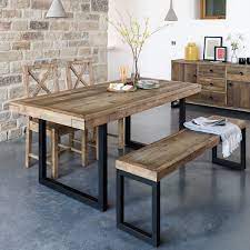 Table de salle à manger rectangulaire contemporaine massa, en bois massif teinte bois clair cendré. Table A Manger Extensible Bois Recycle 140 180 Brisbane Tables A Manger Pier Import