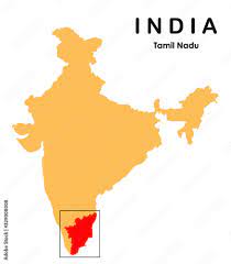 Tamil Nadu In Map Tamil Nadu In India Map. Tamilnadu Map Vector Illustration Stock Vector |  Adobe Stock