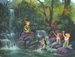 Peter Pan Peter Greets The Mermaids Original By Michael Humphries Presented By World Wide Art Peter Pan Peter Pan Mermaids Vintage Fairies Mermaid Lagoon