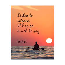 Amazon Com Listen To Silence It Has Much To Say Rumi Inspirational Quotes Wall Sign 8 X 10 Ocean Sunset Print Ready To Frame Modern Typographic Design Home Office Dorm Beach Decor Great For Inspiration Handmade Products
