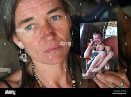 Fiona McKeown mother of Scarlett Keeling, who was murdered in Goa, with her  children at her home in Cornwall Stock Photo