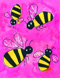 Black And White Striped Bee Like Insect Art Projects For Kids Bumblebee Painting Bee Art Kindergarten Art Art Lessons