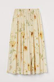 Affordable designer women's clothing designed and made in london, united kingdom. Flared Skirt Light Yellow Floral Ladies H M