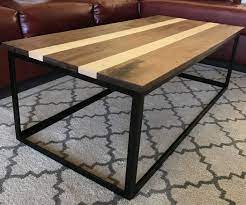 This could be a perfect remodel solution for a coffee table with pedestal legs. Coffee Table Walnut Maple And Steel Steel Coffee Table Coffee Table Metal Coffee Table