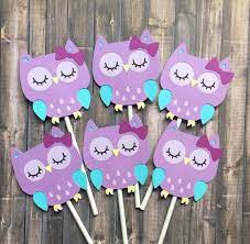 12 Owl Cupcake Toppers Birthday Decorations Purple Blue Owl Baby Shower Party Decoration Purple Owl Cupcake Toppers Made To Order Owl Baby Shower Owl Baby Shower Decorations Owl Birthday Parties