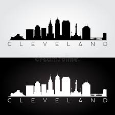 Black And White Skyline Silhouette Cleveland Skyline Silhouette Stock Cleveland Skyline Skyline Silhouette Cityscape Silhouette