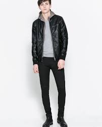 Zara Man Faux Leather Hooded Jacket Lederjacke Kapuzenjacke