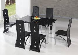 San Francisco Dining Table In Black Glass With 6 Chairs Dining Furniture Dining Room Furniture