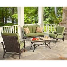Hampton Bay Pembrey 4 Piece Patio Conversation Set With Moss Cushion Hd14206 The Home Depot Conversation Set Patio Patio Seating Patio Lounge Chairs