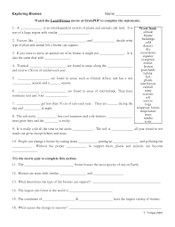 Land Biomes Worksheet Answers Kids Activities