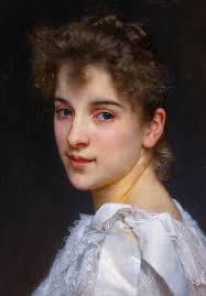 William Bouguereau (1825-1905) FRENCH PORTRAIT OF GABRIELLE COT signed  W-BOUGUEREAU and dated 1890 (lower left) oil