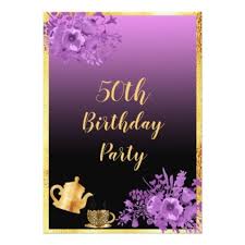 50th Birthday Black And Gold Invitations 50th Birthday Party Invitation Gold Black Purple Zazzle Com Birthday Party Invitations 50th Birthday Party Invitations Black And Gold Invitations