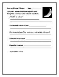 Solar And Lunar Eclipses Worksheet In 2020 Solar And Lunar Eclipse Lunar Eclipse Eclipse