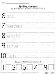 Cursive (also known as script, among other names) is any style of penmanship in which some characters are written joined together in a flowing manner, generally for the purpose of making writing faster, in contrast to block letters. Tracing And Writing Number Words 6 10 Number Words Worksheets Writing Practice Kindergarten Kindergarten Writing