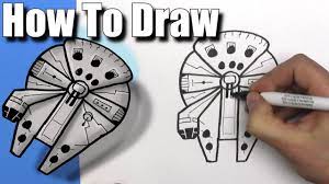 How To Draw a EASY Millennium Falcon - Step By Step - YouTube