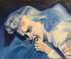 Madres Series: Mother Braiding Daughter's Hair Painting