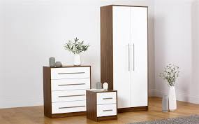Barton matt white bedroom furniture. Bloomsbury Walnut White High Gloss 3 Piece 2 Door Wardrobe Bedroom Furniture Set Bedroom Furniture Design Furniture Bedroom Furniture